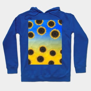 Ukraine yellow blue geometric mesh pattern Sunflowers Hoodie